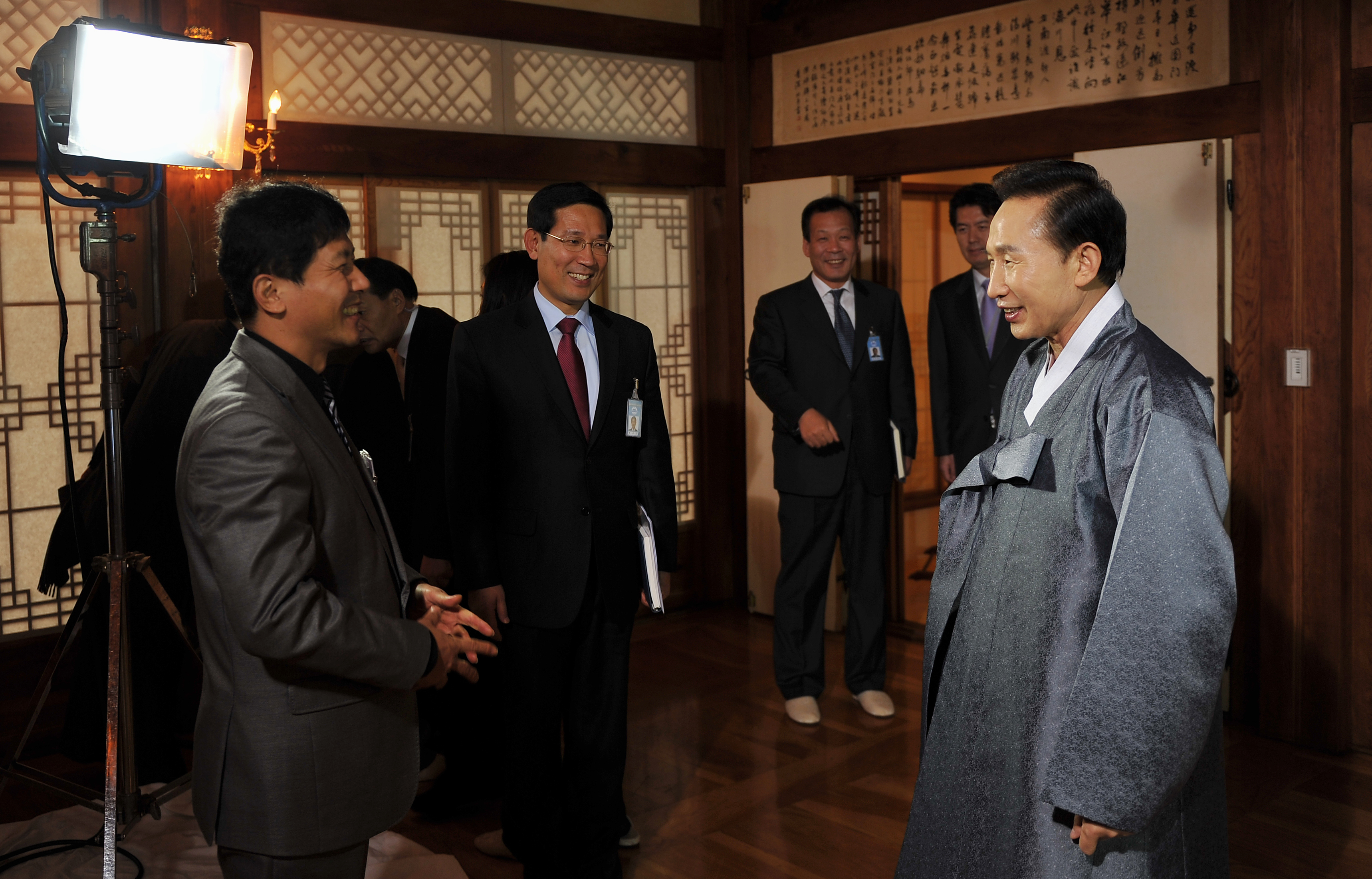2010년 신년연설 녹화 중